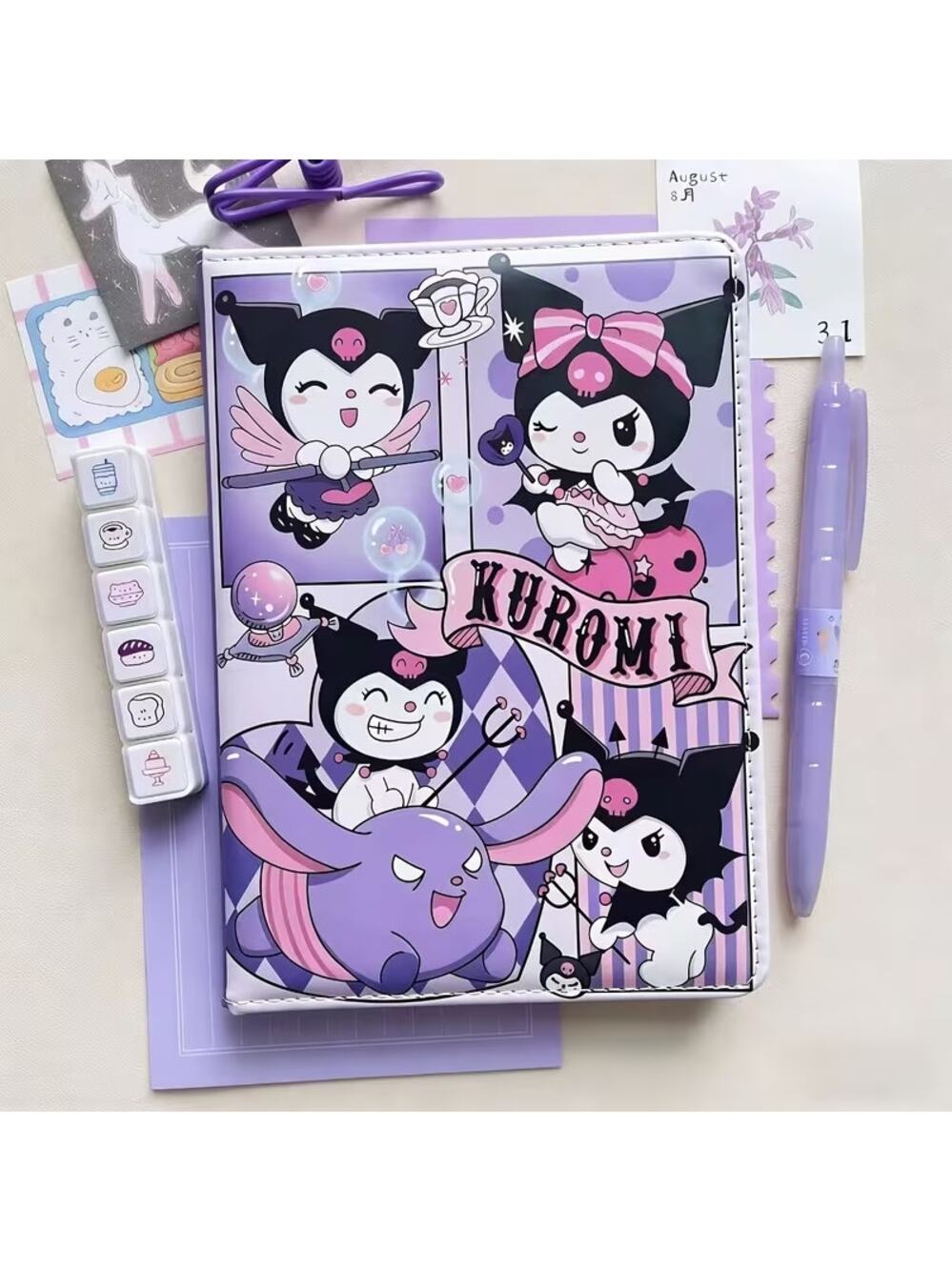 #6855 Kuromi Soft PU Leather Hardback Padded A5 Notebook